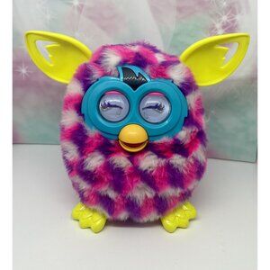 2012 Hasbro Furby Interactive Pet Pink Purple White Geometric Blue Yellow Ears